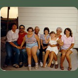 Roy and Mary Downs and family. 1989. On the farm in Kingman, Indiana.